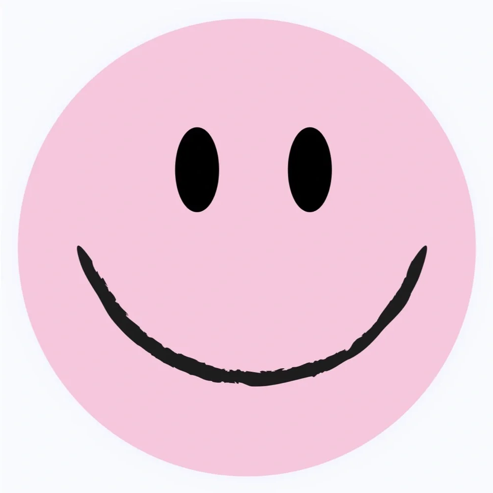 30 STICKERS - 2” ROUND - SMILE - PINK